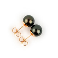 Midnight Aubergine Green 8.4-9mm Tahitian Pearl Stud Earrings