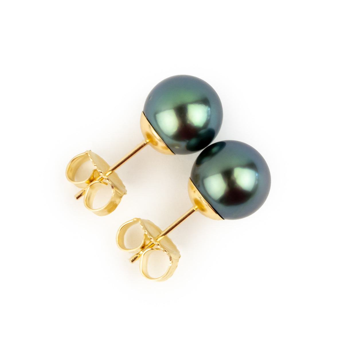 Ocean Blue 8.2-8.8mm Tahitian Pearl Stud Earrings