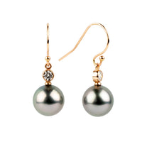 Tahitian Pearl & Diamond Aurora French Hook Earrings on 14K Rose Gold