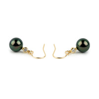 Tahitian Pearl & Diamond Aurora French Hook Earrings on 14K Yellow Gold