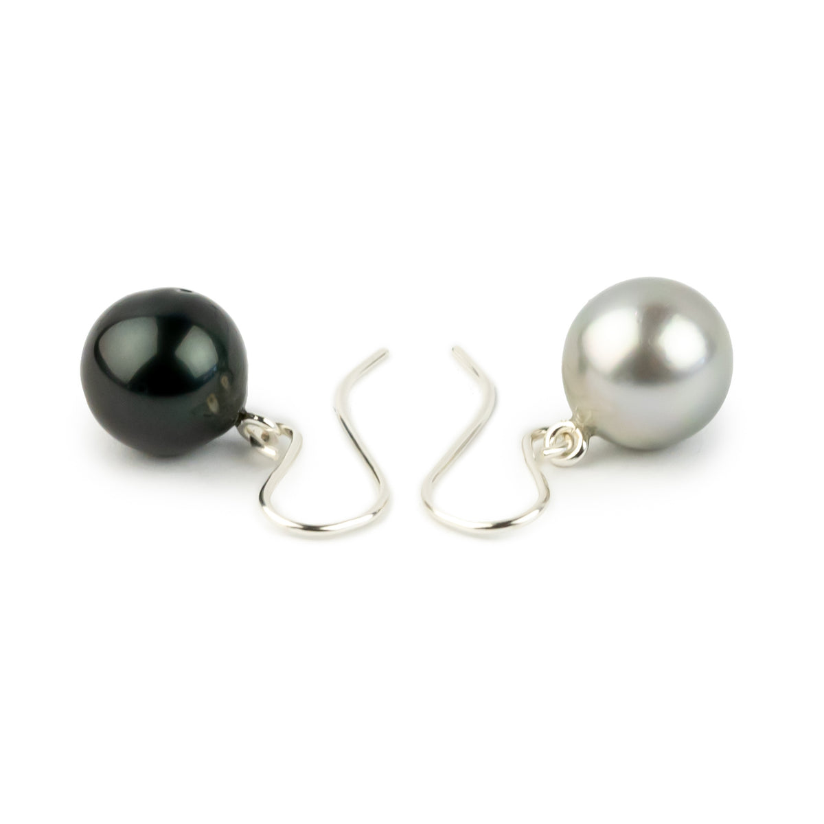 Black & White Baroque Tahitian Pearl Dangles on Sterling Silver