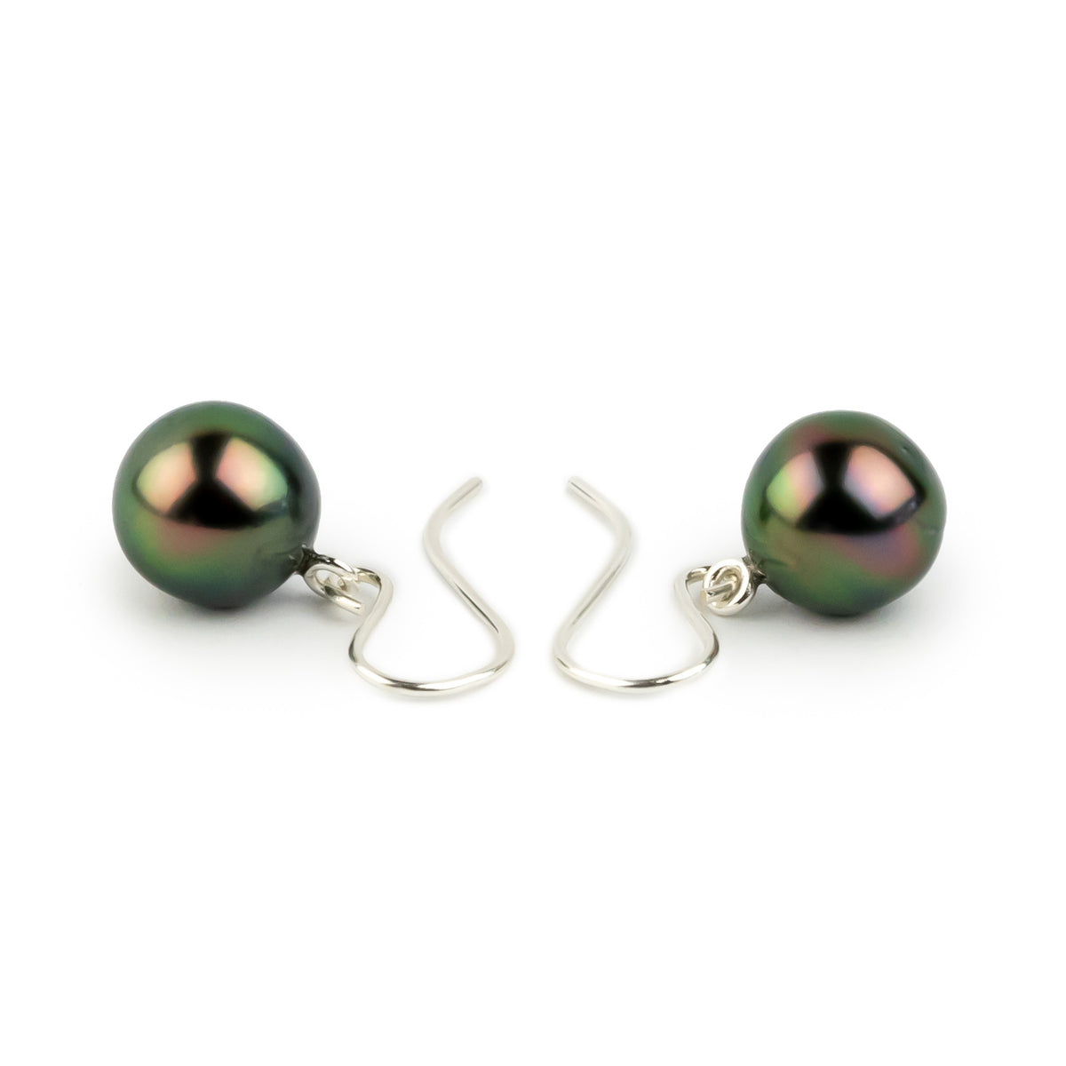 Wild Peacock Tahitian Pearl Dangles on Sterling Silver