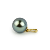 Silvery Blue 9.5mm Tahitian Pearl Mermaid Pendant on 14K Yellow Gold