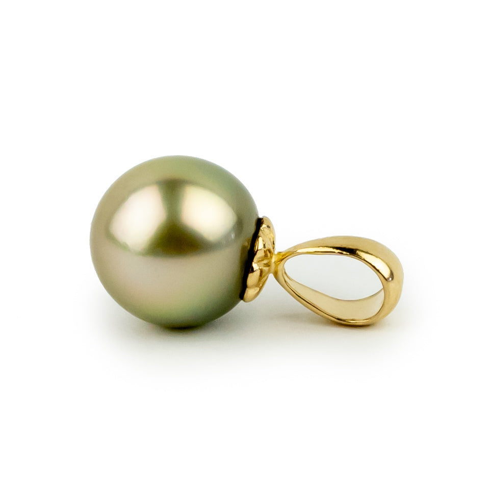 Golden Glow 10.2mm Tahitian Pearl Pendant on 14k Yellow Gold