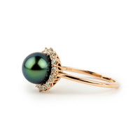 Tahitian Pearl & Diamond Soleil Ring on 14K Rose Gold