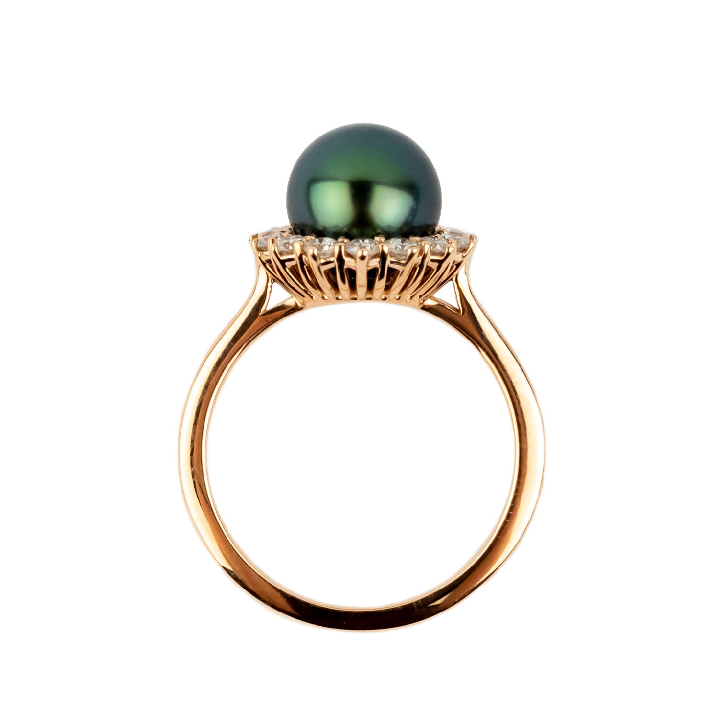 Tahitian Pearl & Diamond Soleil Ring on 14K Rose Gold