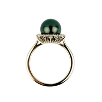 Tahitian Pearl & Diamond Soleil Ring on 14K White Gold