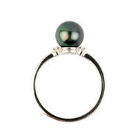 Tahitian Pearl & Diamond Sterling Silver Ring