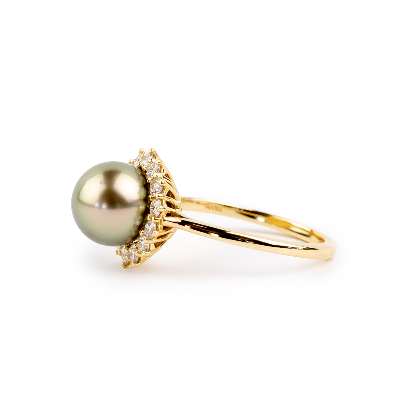 Tahitian Pearl & Diamond Soleil Ring on 14K Yellow Gold