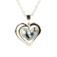 Silver Heart Tahitian Keshi Pearl Necklace