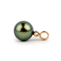Golden Indigo Green 10.1mm Tahitian Pearl Infinity Pendant on 14K Rose Gold