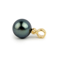 Pacific Blue 10.2mm Tahitian Pearl Infinity Pendant on 14K Yellow Gold