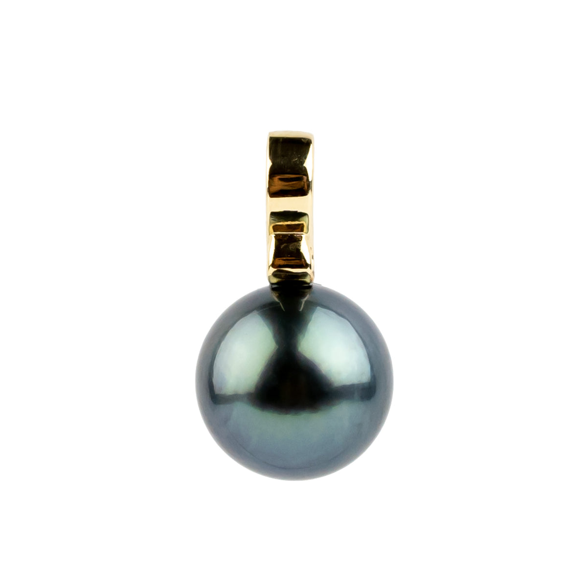 Pacific Blue 10.2mm Tahitian Pearl Infinity Pendant on 14K Yellow Gold