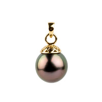 Aubergine Green 10.1mm Tahitian Pearl Filigree Pendant