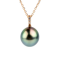 Blue Rainbow Tahitian Pearl & Diamond Éclat Necklace on 14KRG