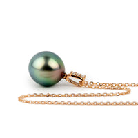Blue Rainbow Tahitian Pearl & Diamond Éclat Necklace on 14KRG