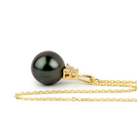 Tahitian Pearl & Diamond Toru Necklace on 14K Yellow Gold
