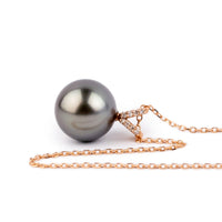 Icy Lavender Tahitian Pearl & Diamond Hoa Necklace on 14K Rose Gold