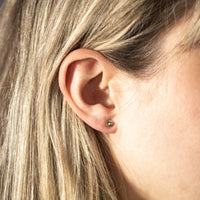 Silvery Blue Keshi Pearl Sterling Silver Seashell Stud Earrings