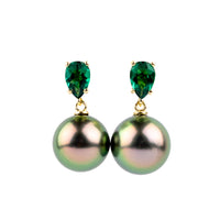 Tahitian Pearl & Emerald Sirène Earrings