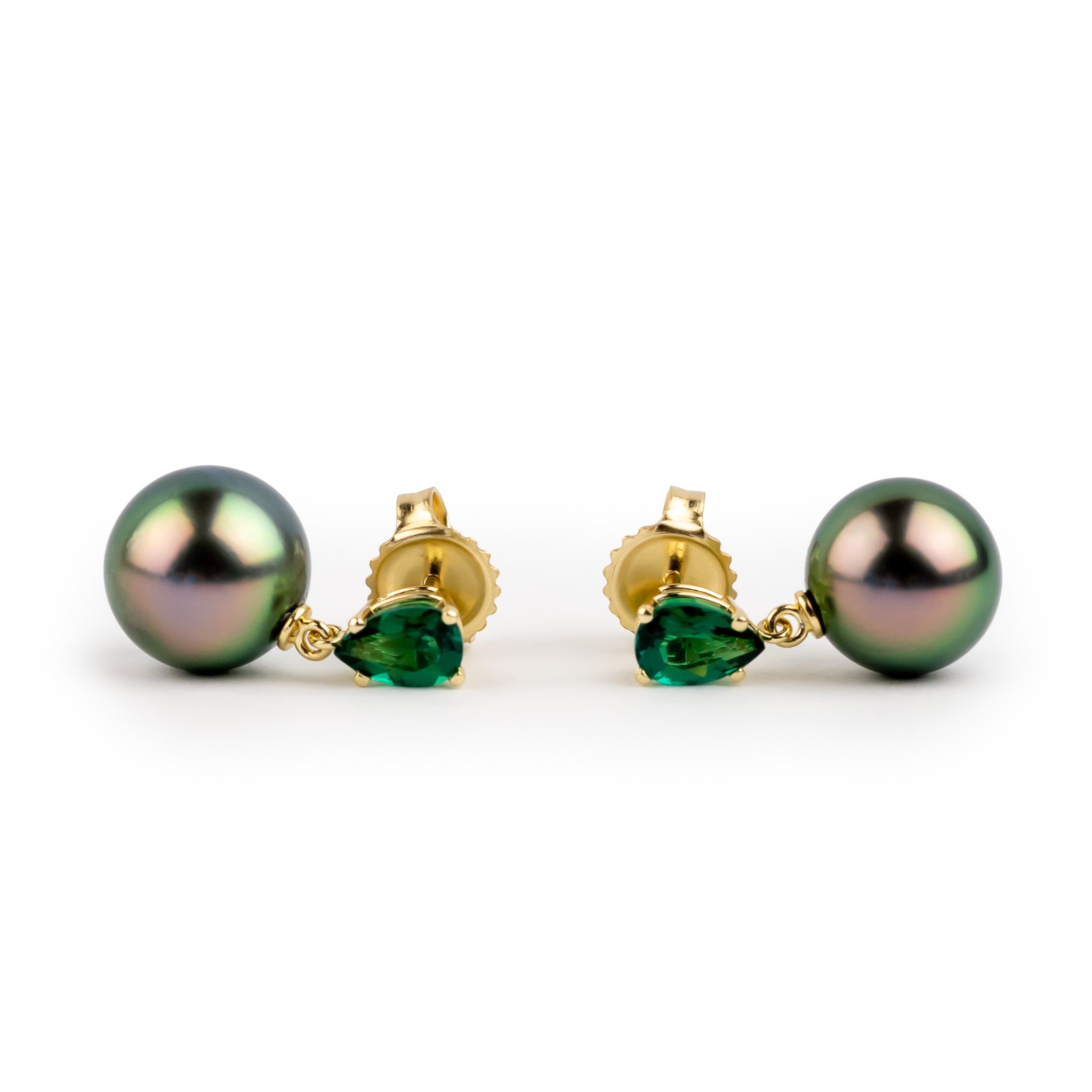 Tahitian Pearl & Emerald Sirène Earrings