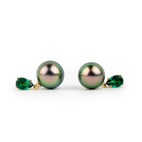 Tahitian Pearl & Emerald Sirène Earrings