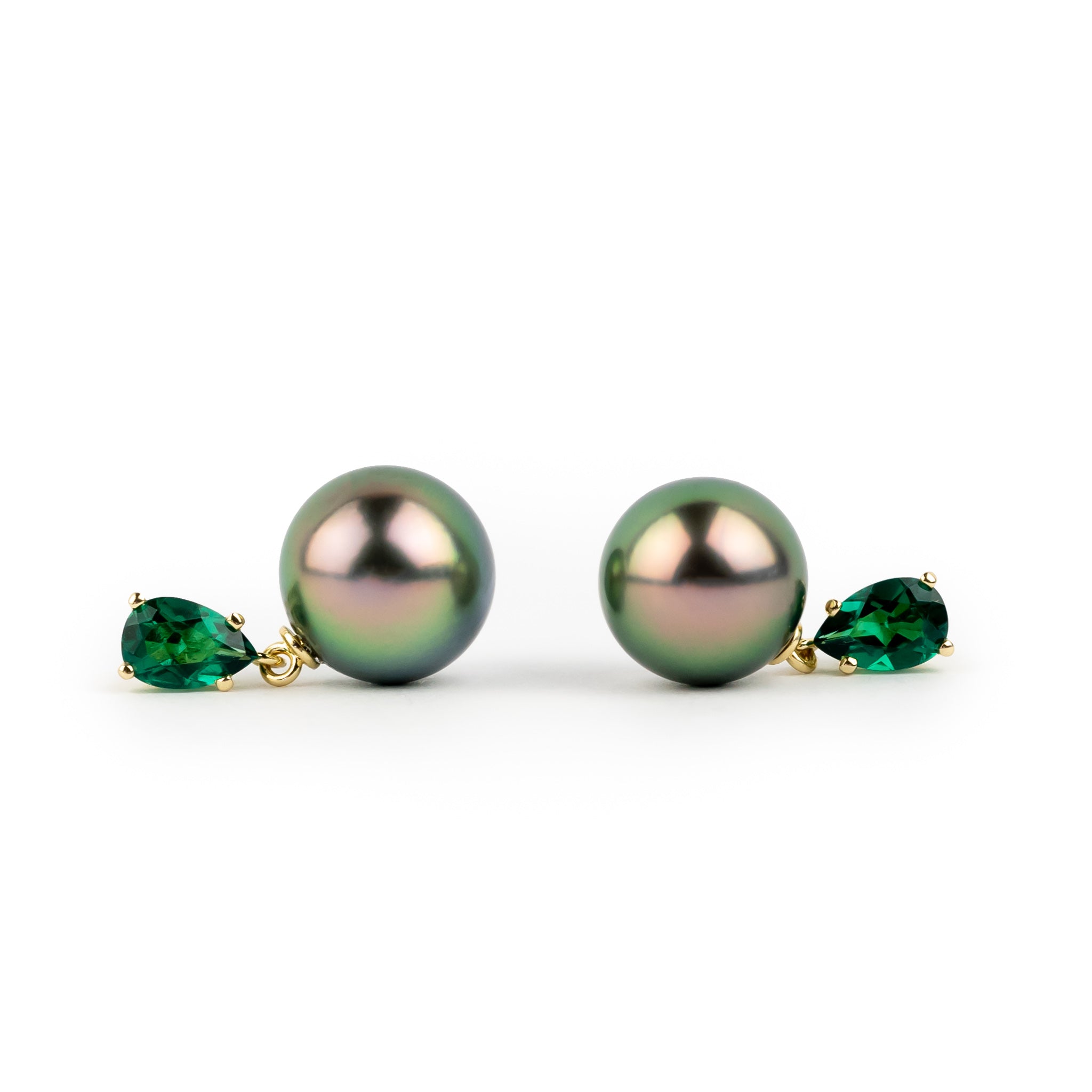 Tahitian Pearl & Emerald Sirène Earrings