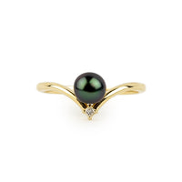 Tahitian Keshi Pearl & Diamond Sunrise Ring