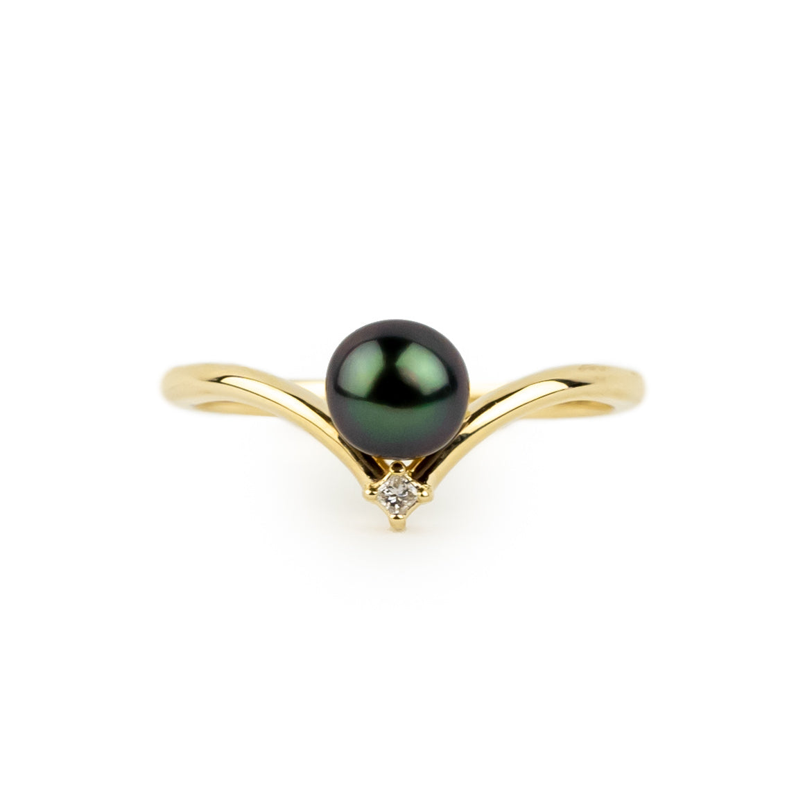Tahitian Keshi Pearl & Diamond Sunrise Ring