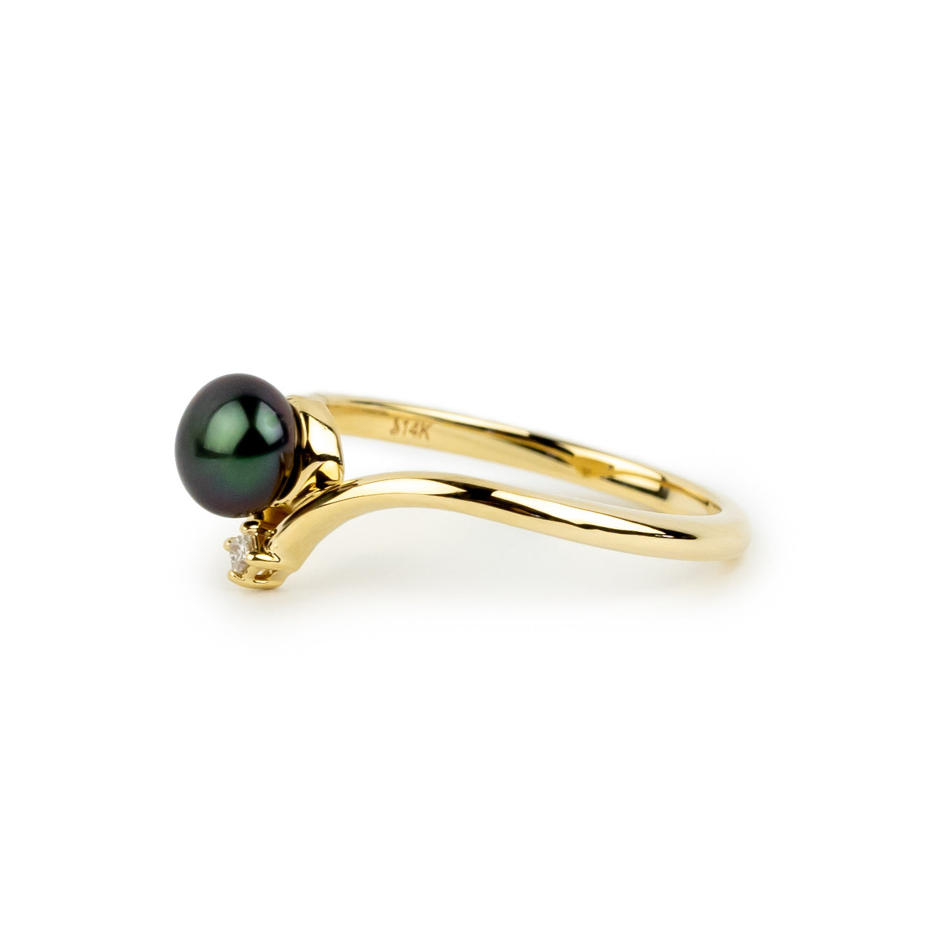 Tahitian Keshi Pearl & Diamond Sunrise Ring