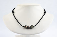 Triple 10-10.8mm Aubergine Green Eimeo Mana Necklace