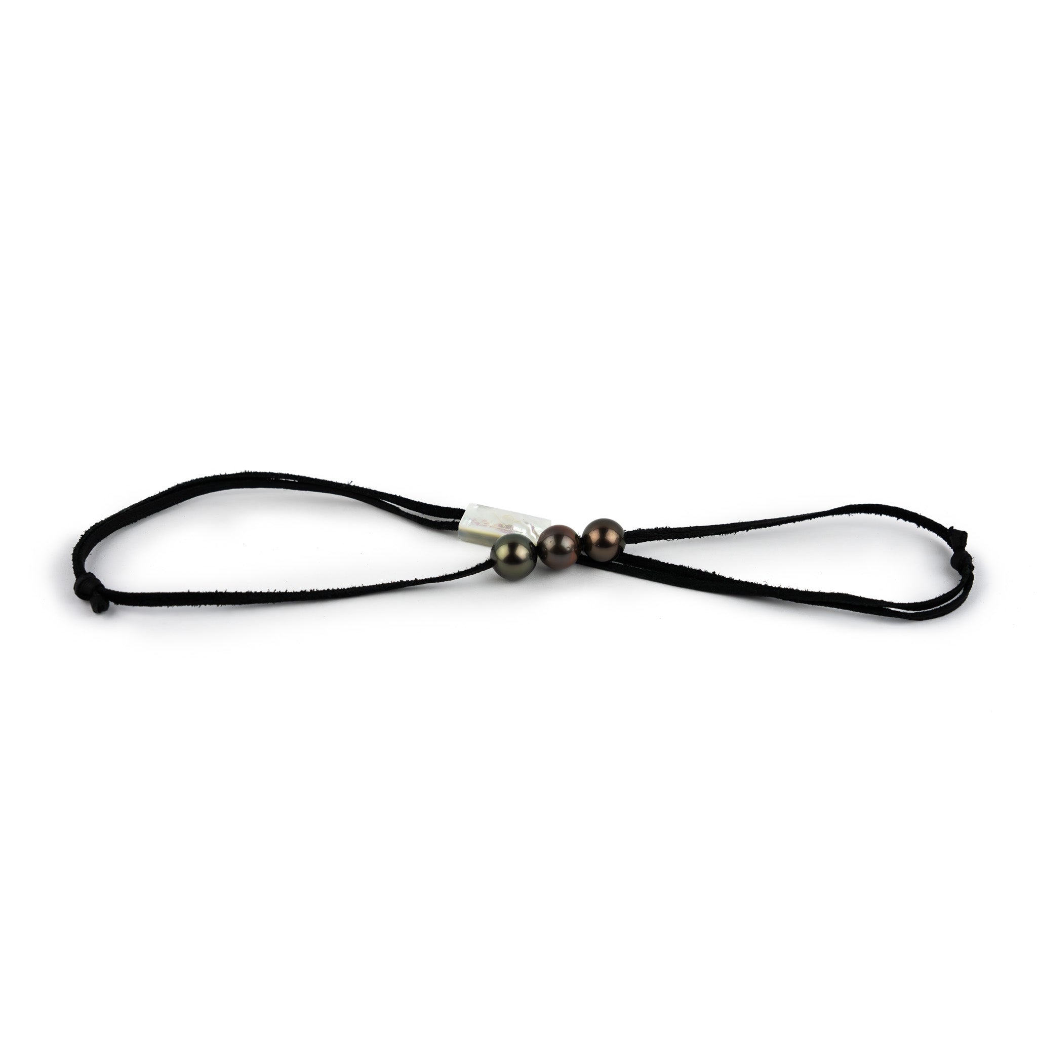 Triple 10-10.8mm Aubergine Green Eimeo Mana Necklace