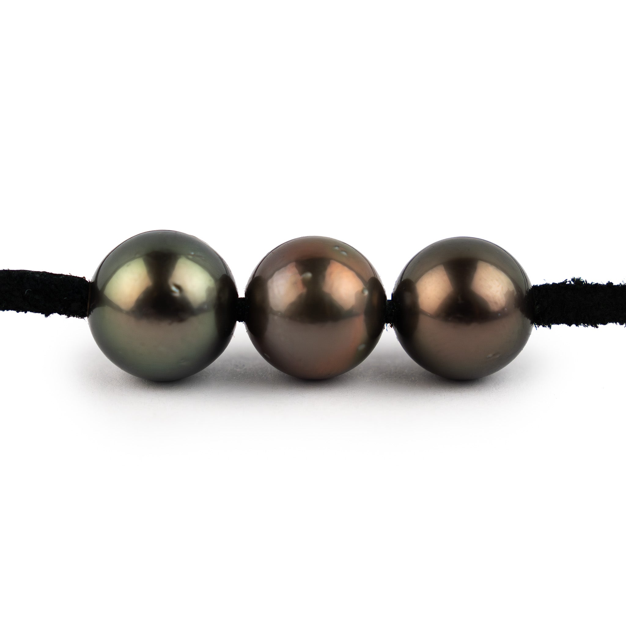 Triple 10-10.8mm Aubergine Green Eimeo Mana Necklace