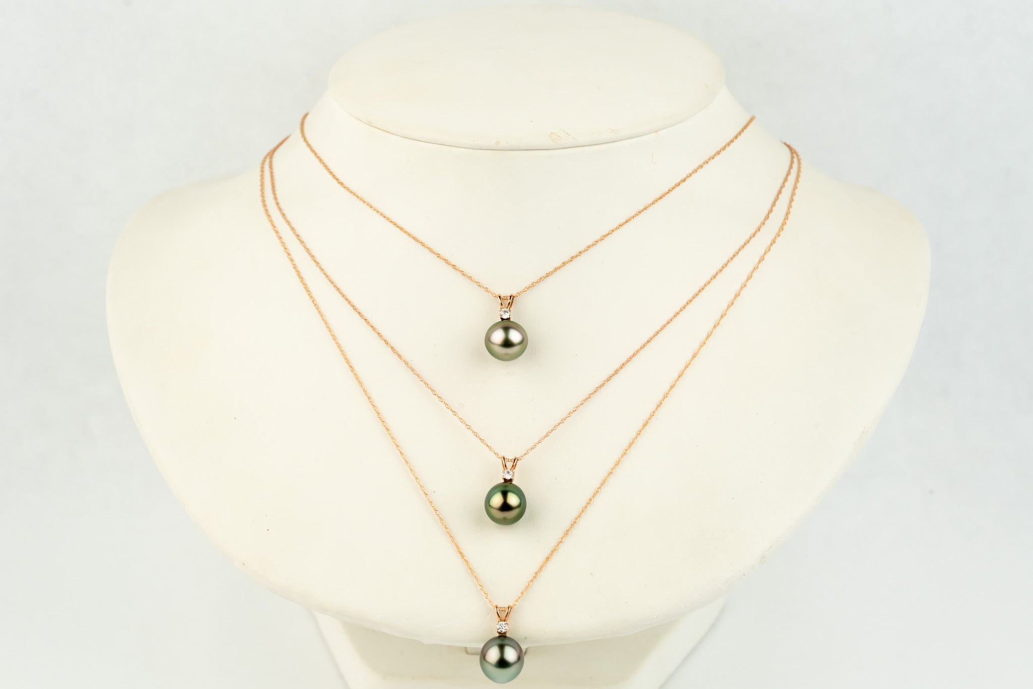 Tahitian Pearl & Diamond Pink Green Étoile Necklace on 10K Rose Gold