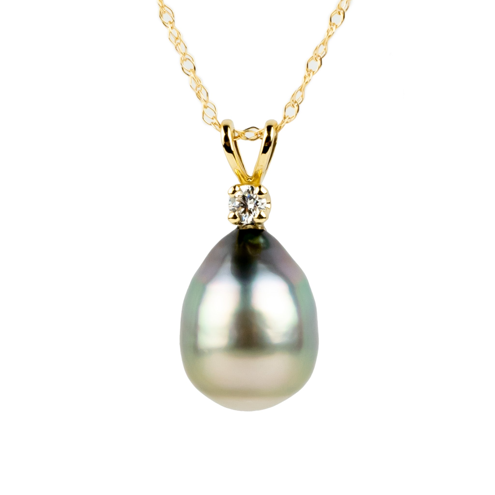 Tahitian Pearl & Diamond Soft Pastels Étoile Necklace on 10K Yellow Gold