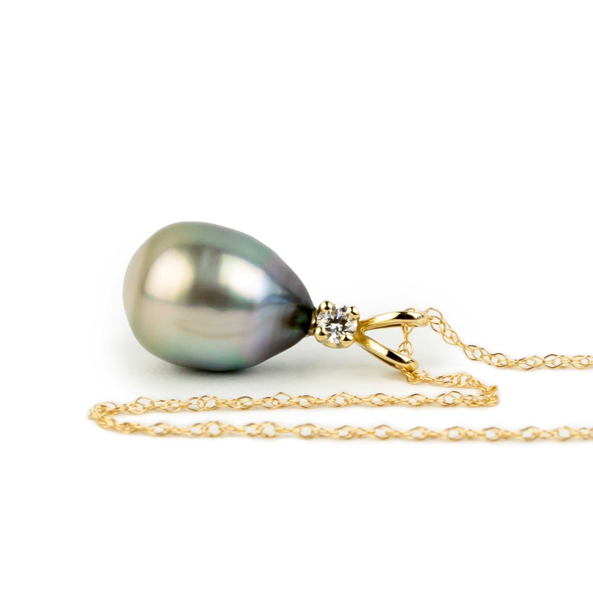 Tahitian Pearl & Diamond Soft Pastels Étoile Necklace on 10K Yellow Gold