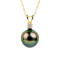 Tahitian Pearl & Diamond Wild Peacock Étoile Necklace on 10K Yellow Gold