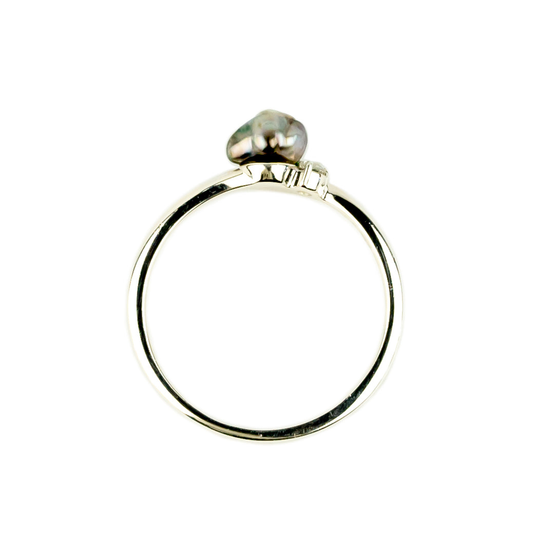 Tahitian Keshi Pearl & Gemstone Natura Ring on Sterling Silver
