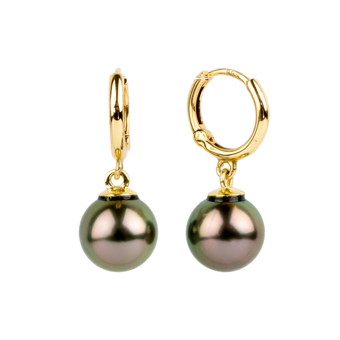 Hibiscus Pink Tahitian Pearl Huggie Hoop Earrings