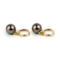 Hibiscus Pink Tahitian Pearl Huggie Hoop Earrings