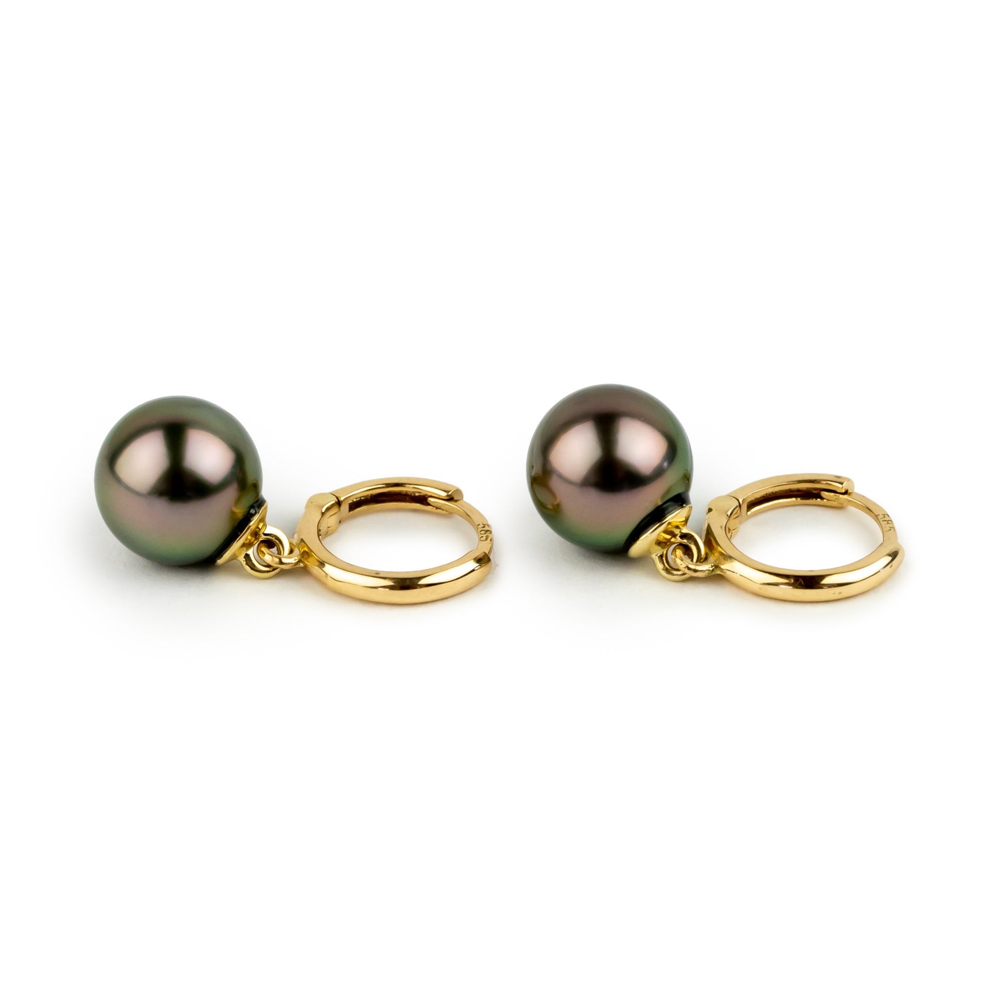 Hibiscus Pink Tahitian Pearl Huggie Hoop Earrings