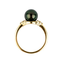 Tahitian Pearl & Diamond Toru Ring on 14K Yellow Gold