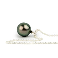 Pink Green 9.3mm Tahitian Pearl I'a Necklace on Sterling Silver