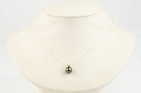 Pink Green 9.3mm Tahitian Pearl I'a Necklace on Sterling Silver