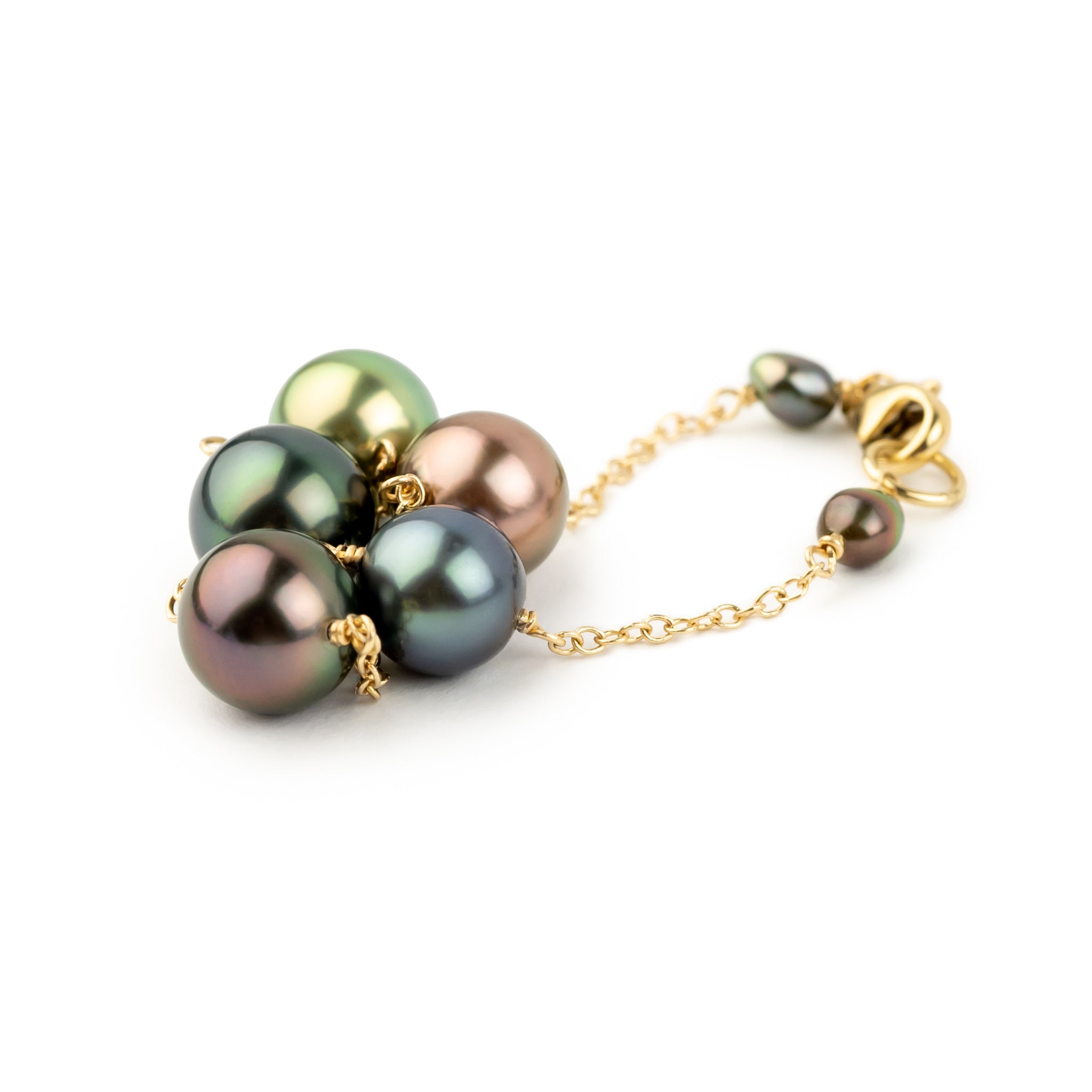 Bird Of Paradise Tahitian Pearl Tin Cup Bracelet on 14K Yellow