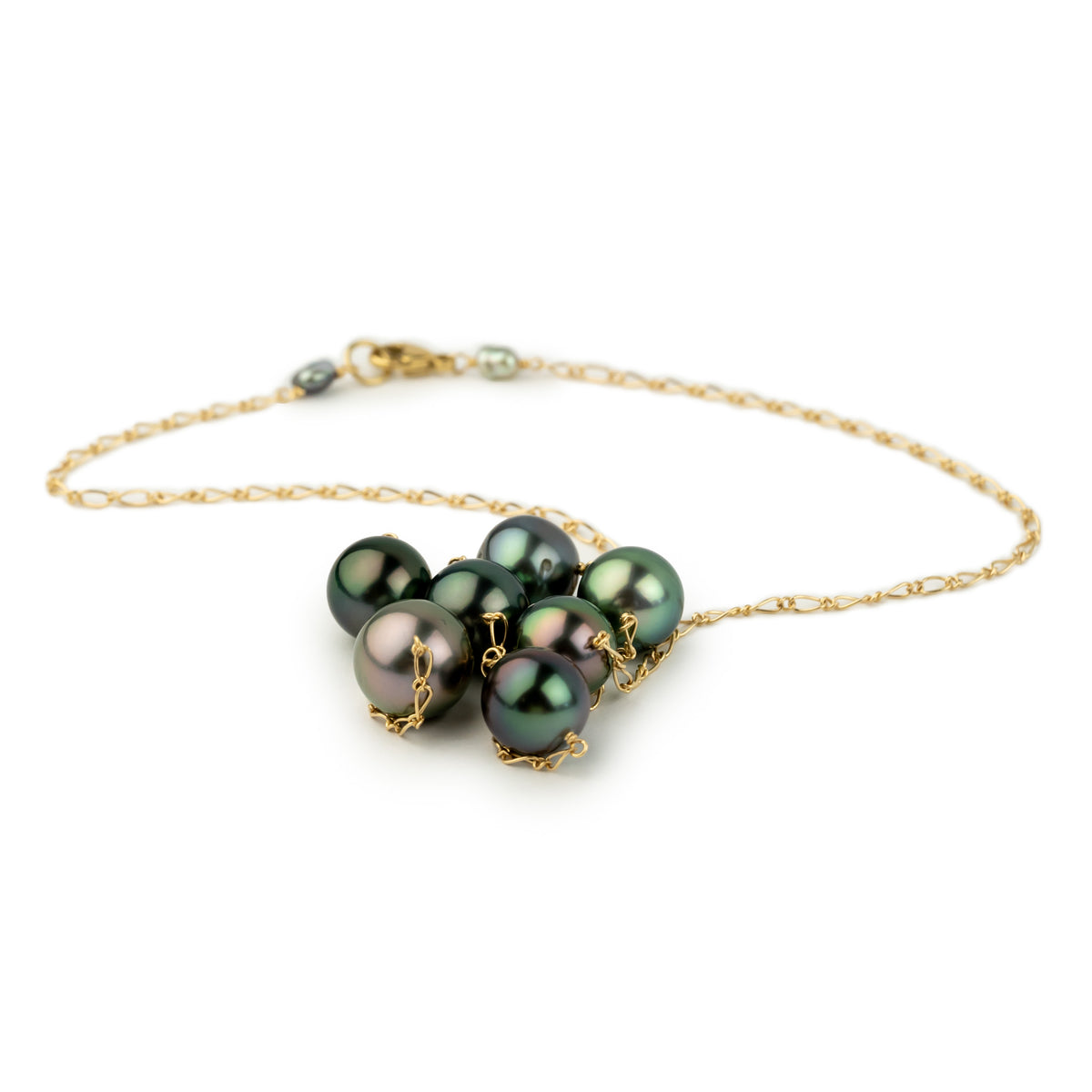 Midnight Bloom Tin-Cup Tahitian Pearl Necklace on 14K Yellow Gold