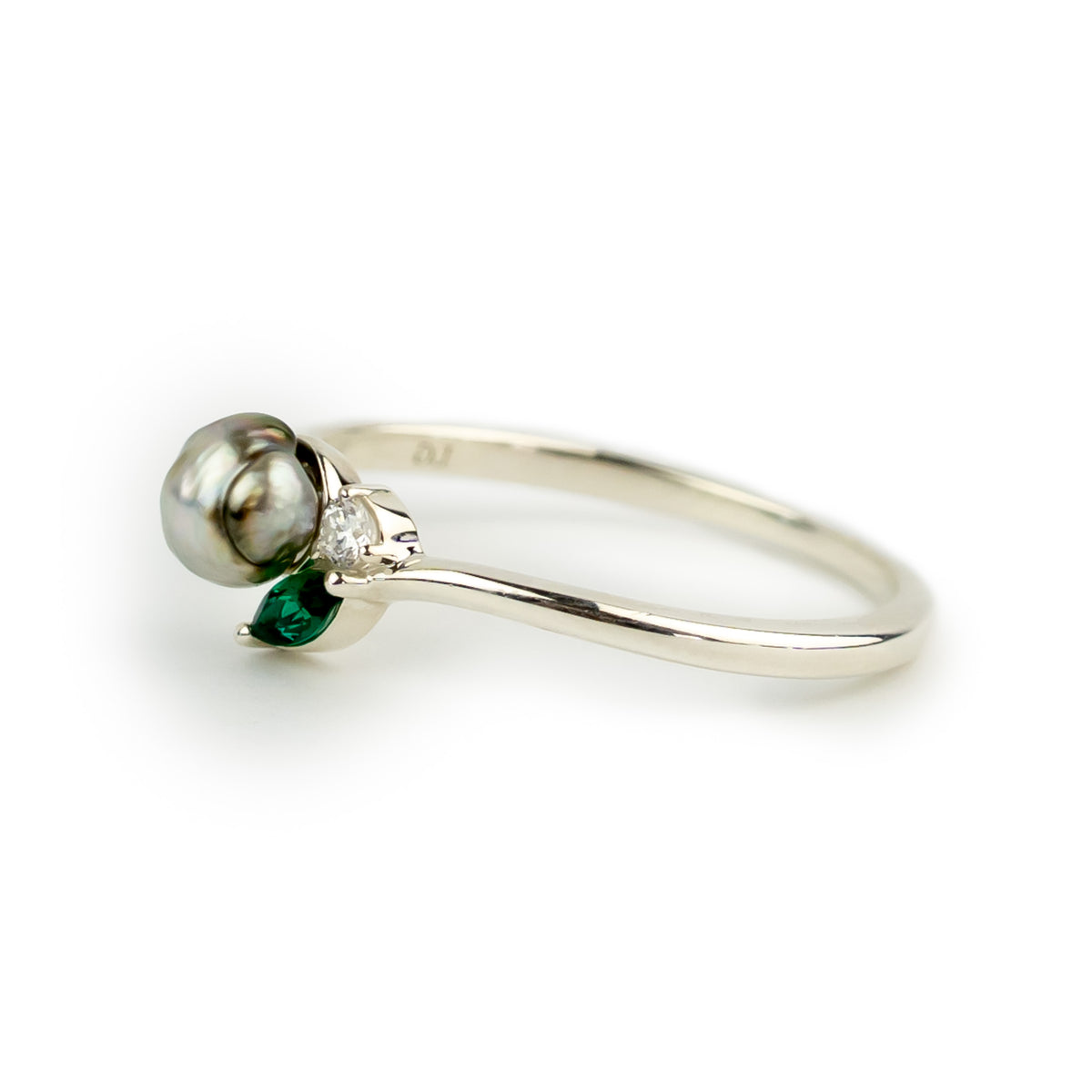 Tahitian Keshi Pearl & Gemstone Natura Ring on Sterling Silver