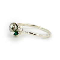 Tahitian Keshi Pearl & Gemstone Natura Ring on Sterling Silver