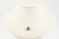 Golden Blue Green 9.1mm Tahitian Pearl I'a Necklace on Sterling Silver