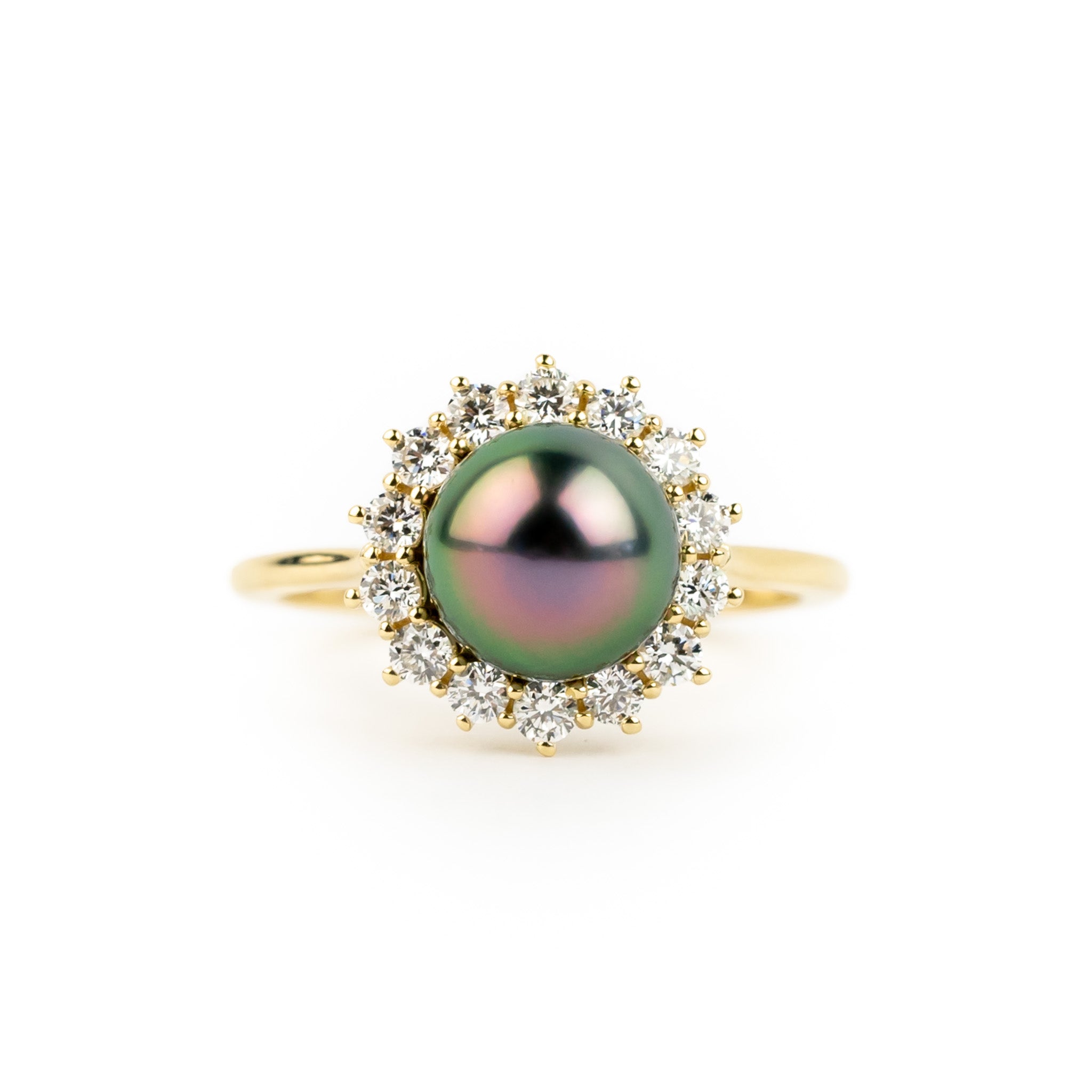 Tahitian Pearl & Diamond Soleil Ring on 14K Yellow Gold